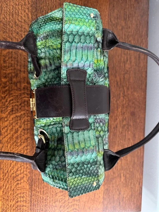 EUC - Jimmy Choo Ramona Python Skin Shoulder Bag - Green w/ Hints of Purple -COA - Picture 8 of 13